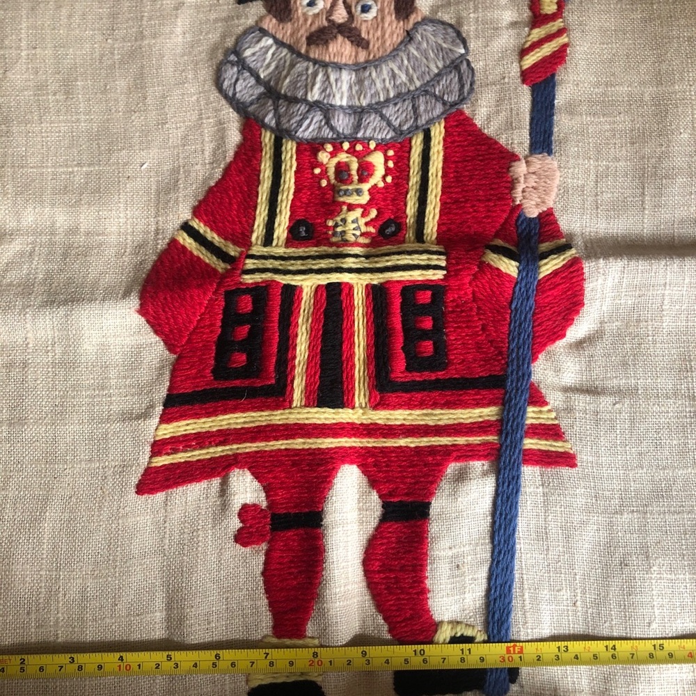 Vintage Embroidered Red and Black Palace Guard 18 X 24